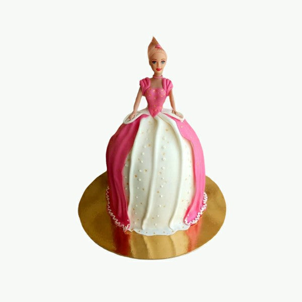 White & Pink Barbie Cake – Surprise Habesha