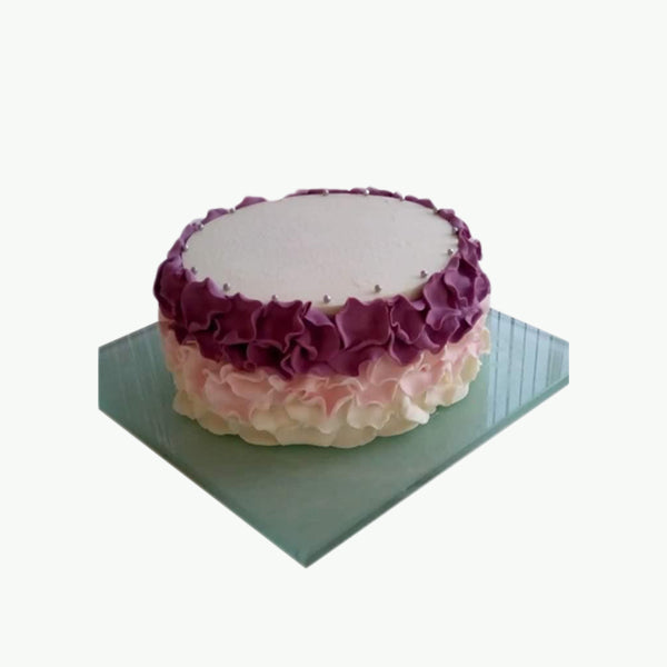 Purple Sugar Blossom with Ruffles Cake
