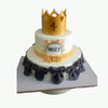 White, Gold & Black Crown Cake