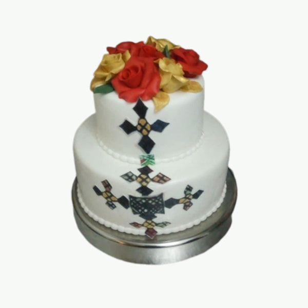 2 Tier Flower Topper Habesha Cake