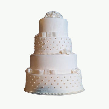 4 Tier All White Elegant Wedding Cake