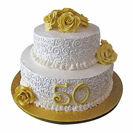 Buy/Send Golden 3 Tier Wedding Cake Online- Winni.in | Winni.in