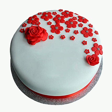 Red Roses Anniversary Cakes Fondant Cake Chocolate 1kg