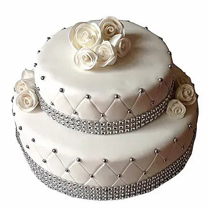 Elegant Three-Tier Wedding Anniversary Cake