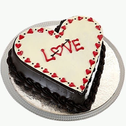 Heart shaped Black Forest Vanilla Cake Half Kg