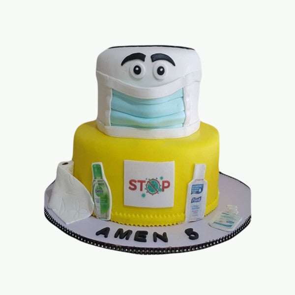 Happy Birthday to Electrician Cartoon Cake and Candles