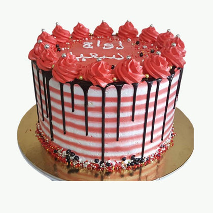 Red & White Stripe Cake