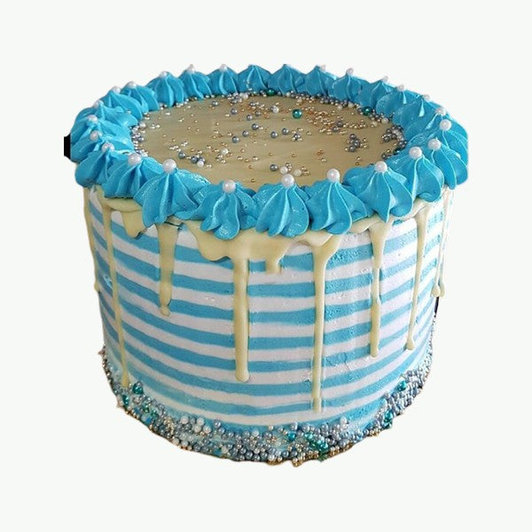 Blue & White Stripe Cake