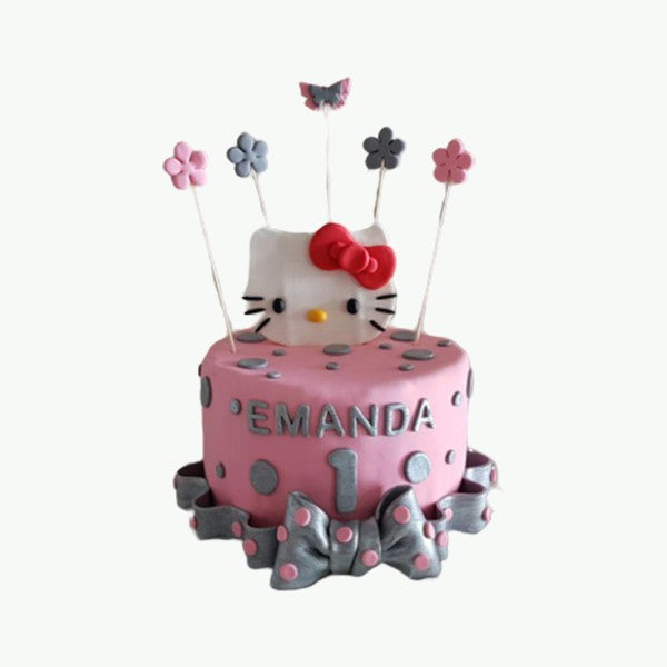 Hello Kitty Floating Flowers Birthday Cake