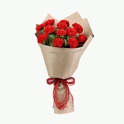 Charming Red Carnations Bouquet