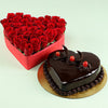 Heart Of Red Roses & Truffle Cake